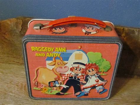 raggedy ann and andy metal lunch box|1973 raggedy ann & andy lunch box.